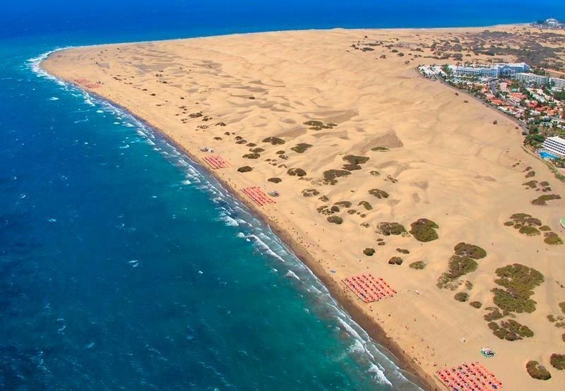 Dunas desde el aire, Maspalomas y Playa del Inglés